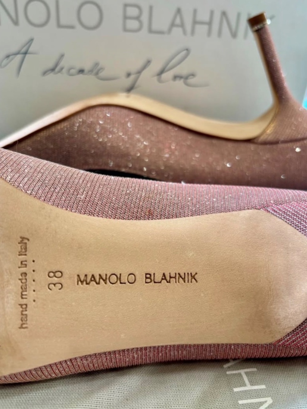 Manolo Blahnik glitter Hangisi 70- size 38 (7.5-8) heels- wedding shoes - Picture 6 of 10